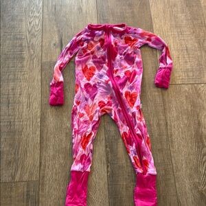 Little Sleepies Pink and Red Heart Kids zippie